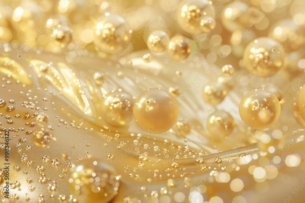 Luxury abstract gold background with ball decoration and shiny elements. Luxury abstract gold background with ball decoration and shiny elements.