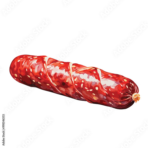 sausage salami vector watercolor art isolated on white background