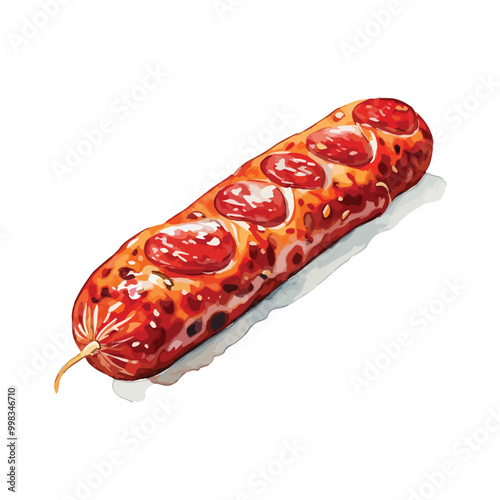 sausage salami vector watercolor art isolated on white background