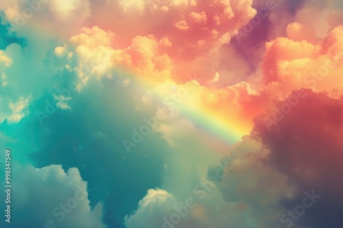 Neon Rainbow In The Clouds