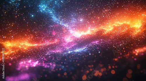 Cosmic light show, pulsating stars, interstellar colors, 3D illustration