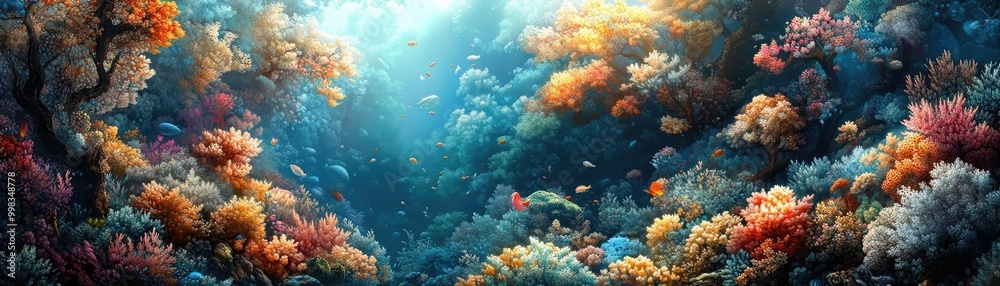 Obraz premium Whimsical high-angle view of a fantasy world, seamlessly blending with scientific discovery, surreal landscapes thriving, vibrant colors