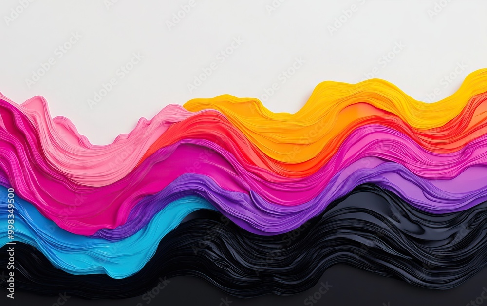 Colorful waves of soft material in vibrant shades create a dynamic visual effect, ideal for creative projects and design backgrounds. Colorful waves of soft material in vibrant shades create a dynamic visual effect, ideal for creative projects and design backgrounds.