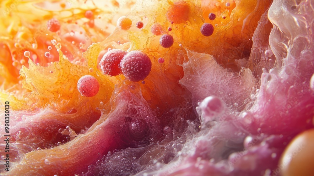 Worms-eye perspective of a high-tech food lab, surreal culinary delights and advanced tools, macro shots reveal stunning textures Worms-eye perspective of a high-tech food lab, surreal culinary delights and advanced tools, macro shots reveal stunning textures