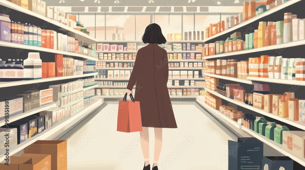 Woman Shopping in a Grocery Store Woman Shopping in a Grocery Store