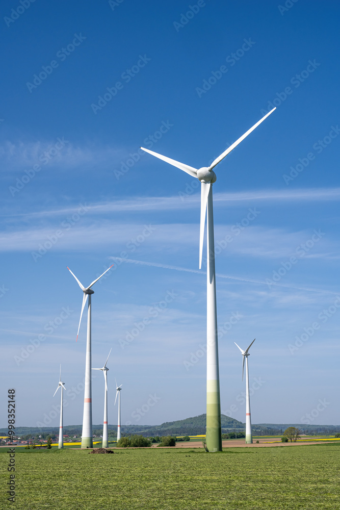 Wind turbines for green energy production seen in Germany Wind turbines for green energy production seen in Germany