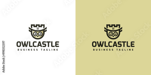 castle owl logo vector photo