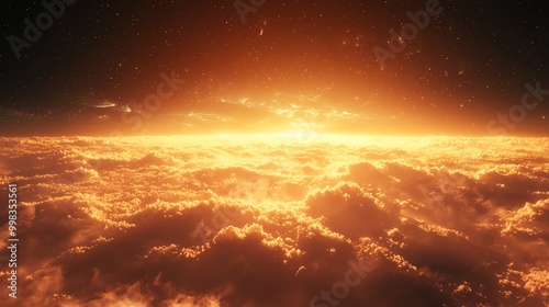 Celestial fog, glowing mists, cosmic atmosphere, 3D illustration