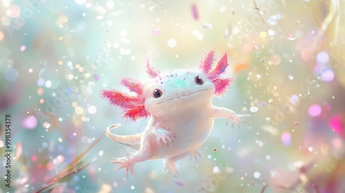 Dreamy Axolotl in a Magical Setting photo