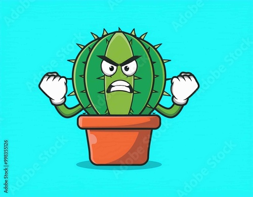 cactus angry mascot vector mascot vector photo