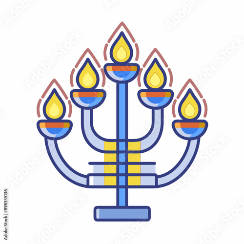 Hanukkah candelabrum flat icon. Vector illustration.
