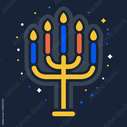 Hanukkah candelabrum icon. Vector illustration.