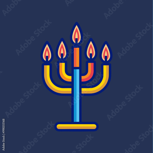 Jewish holiday Hanukkah. Candelabra. Vector illustration.