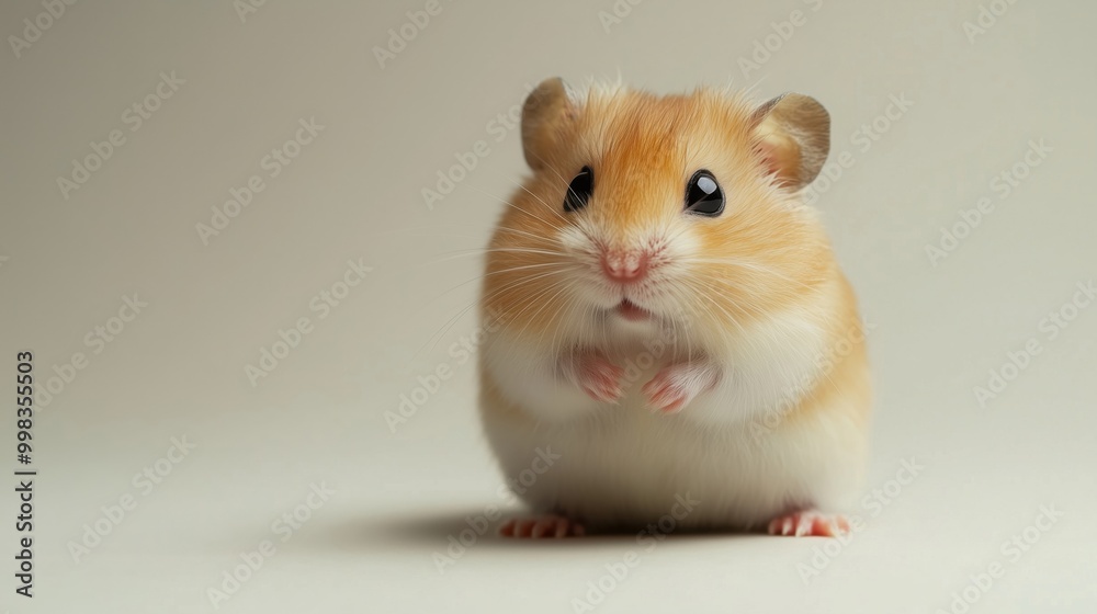 Hamster with chubby cheeks posing adorably, isolated on a white background. Hamster with chubby cheeks posing adorably, isolated on a white background.