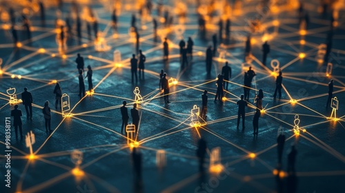 Conceptual image of modern business visualized through an interconnected network of nodes