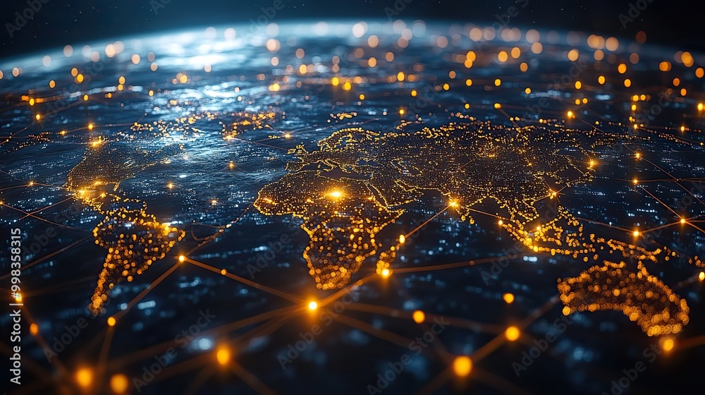 A concept of global network connections involving big data analytics and e-commerce technology. A concept of global network connections involving big data analytics and e-commerce technology.
