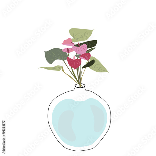 Florero con planta con flores.