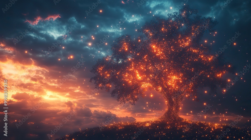 Fototapeta premium A creative concept integrating technology with natural elements and sky, representing the best business ideas.