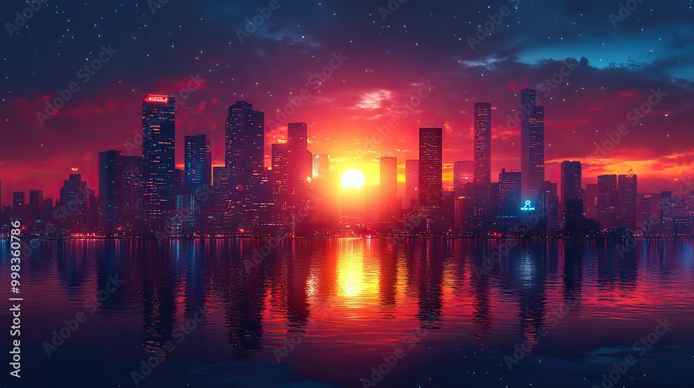 A depiction of a smart city at night, showing the development of IoT, smart life, and metaverse connections in urban environments. A depiction of a smart city at night, showing the development of IoT, smart life, and metaverse connections in urban environments.