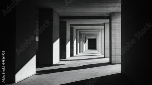 A Perspective of a Concrete Corridor with a View of the End