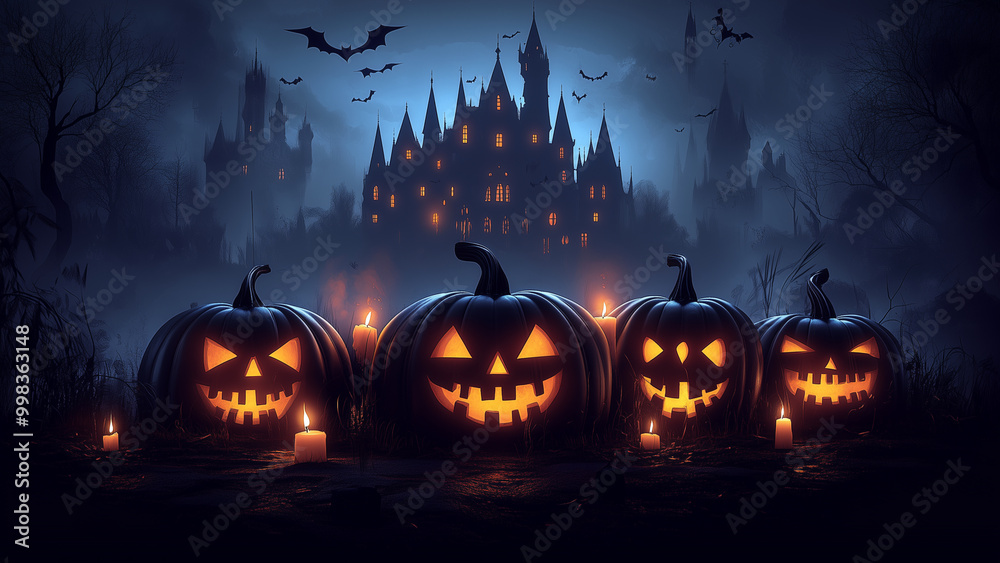 Illuminated Jack o Lanterns with candlelight Illuminated Jack o Lanterns with candlelight