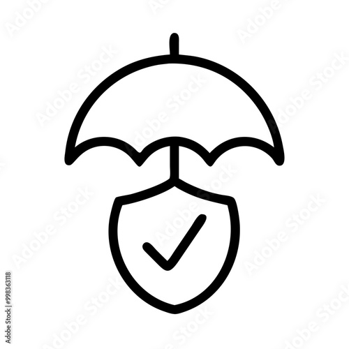 Privacy and data protection icon featuring an umbrella and shield for security in business