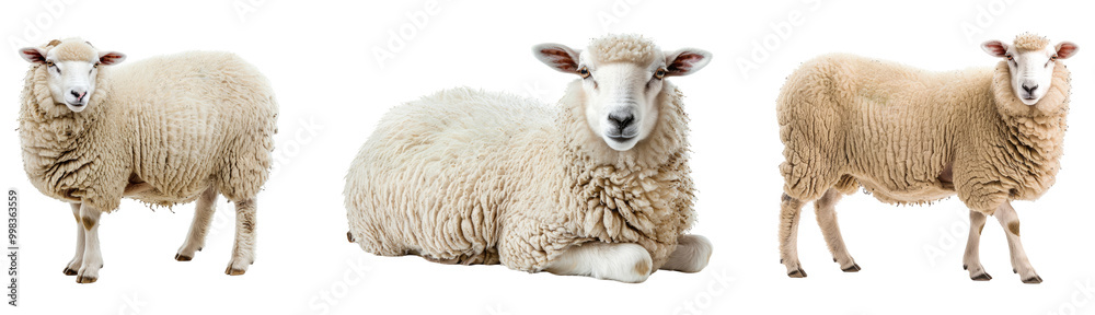 Collection of Sheep Isolated on a Transparent Background