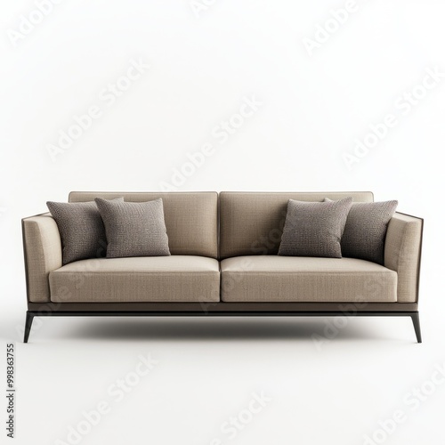 Image of a modern sofa on white background. High resolution and hyperrealistic photography.