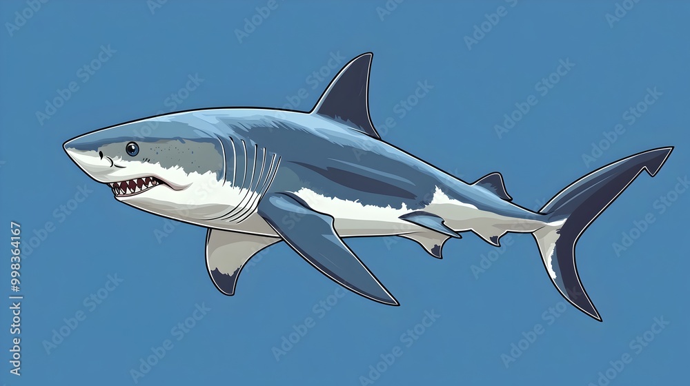 Obraz premium Fearless Shark Swimming Away from Undersea Earthquake in Japanese Anime Style
