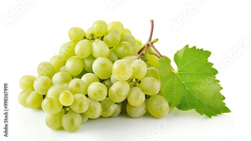 Green Grapes on White Background