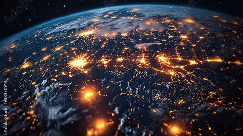 A global-scale concept of the Internet of Things, illustrating new technological advances.