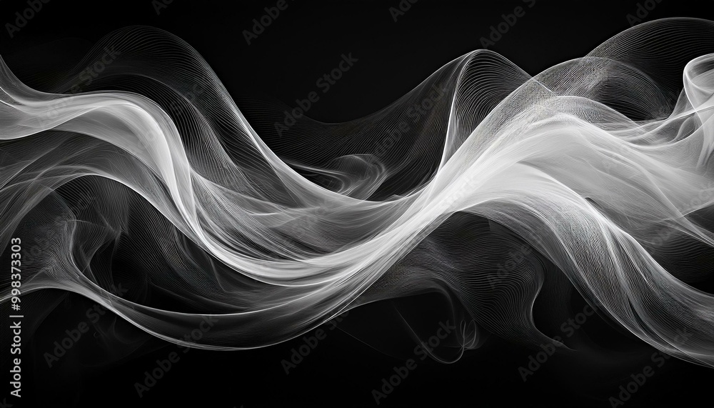 Obraz premium White smoke billowing against a dramatic black backdrop. A mesmerizing image capturing thick white smoke billowing against a dramatic black backdrop. Black and white texture