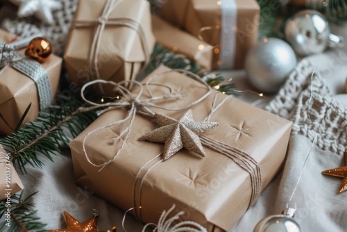 Rustic Christmas Gifts with Eco-Friendly Wrapping and Natural Decorations