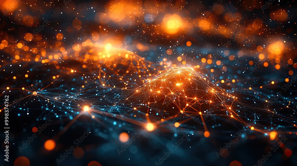 Obraz premium A modern abstract 3D digital background representing network capabilities and technological processes.