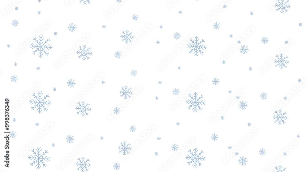 Blue snowflakes falling animation on white background Blue snowflakes falling animation on white background