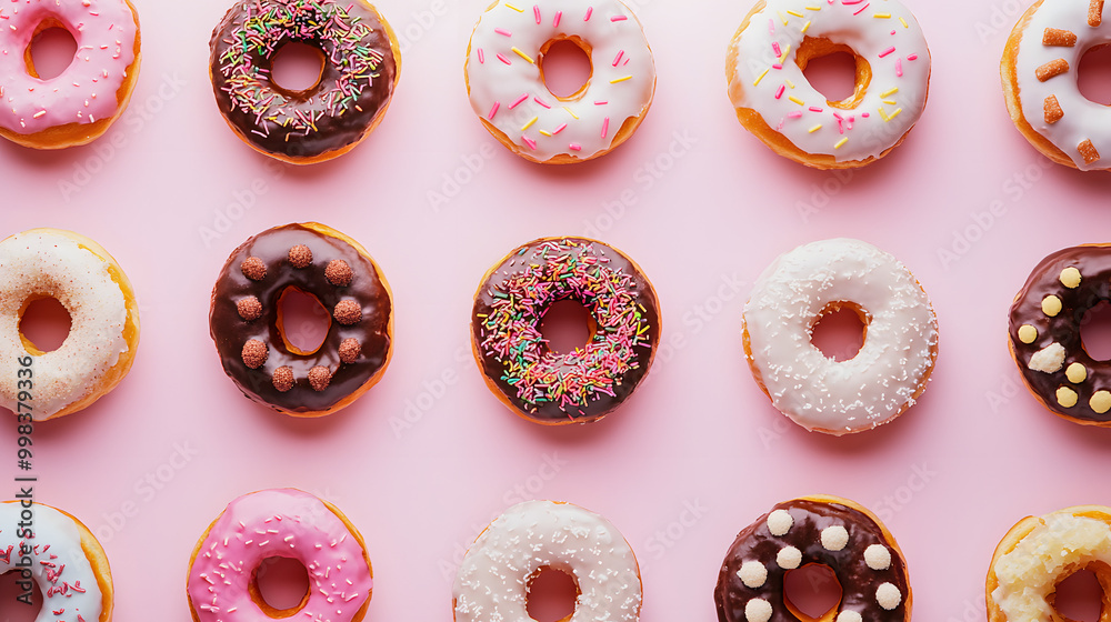 Isolated fresh donut with white icing sugar and colorful sprinkles on a white background Isolated fresh donut with white icing sugar and colorful sprinkles on a white background