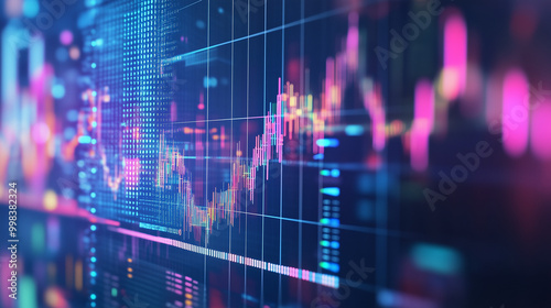 AI-driven prediction models for futures markets represented in dynamic holographic graphs, illustrating real-time data analysis and forecasting trends in commodity trading. This scene features vibrant