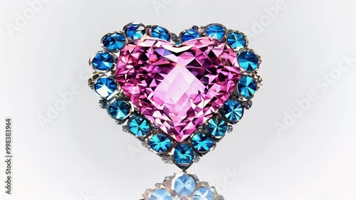 topdown view pink diamonds arranged center blue white background featuring artshaped varioussized gems 4K video showcasing their brilliance aesthetic photo