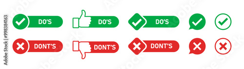 Dos and Donts icons. LIke and Dislike icons. Flat style. Vector icons. photo