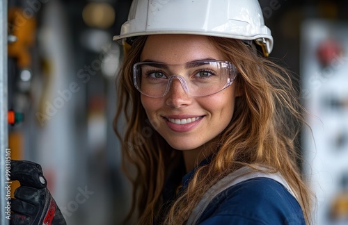 Portrait of a Female Engineer in a Hard Hat