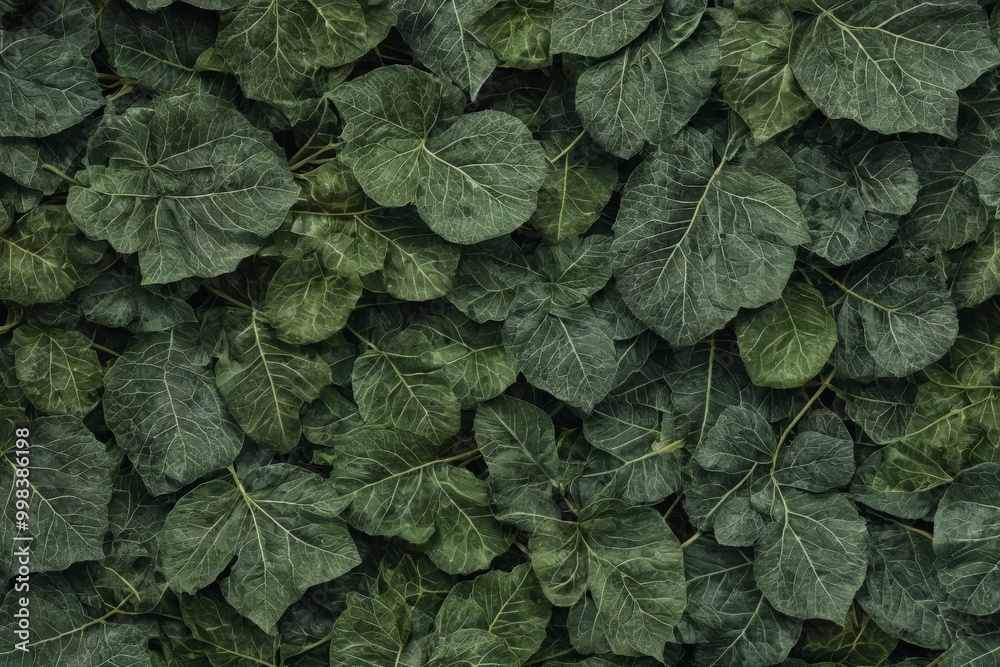 Fototapeta premium A close up of green leaves with a lush green background