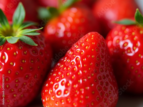 Close up of a bunch of red strawberries photo