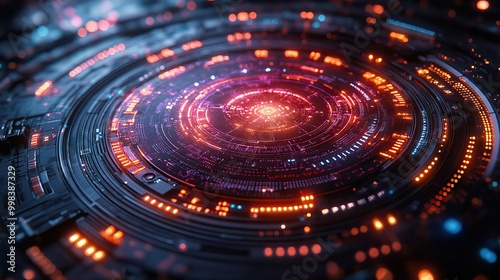 Wallpaper Mural Futuristic hologram technology is intricately designed using advanced digital techniques. Torontodigital.ca