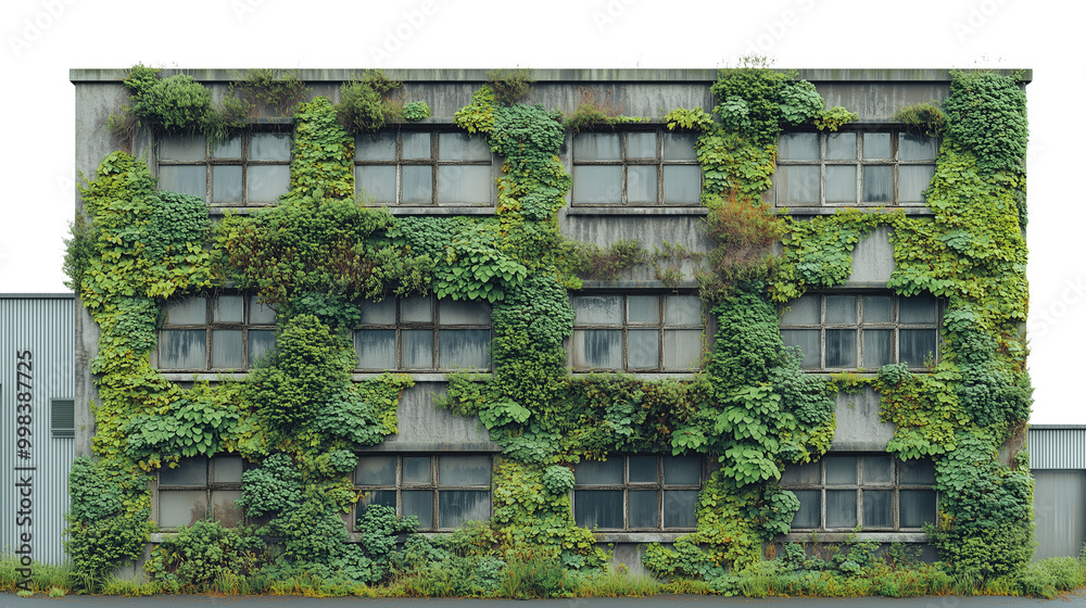 A building covered in moss, showcasing vibrant green growth on its walls, set against a plain PNG background A building covered in moss, showcasing vibrant green growth on its walls, set against a plain PNG background