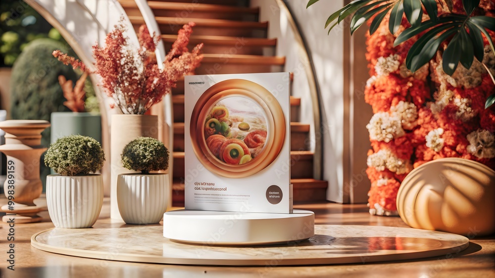 Fototapeta premium abstract 3d white podium for product showcasing. Generative AI