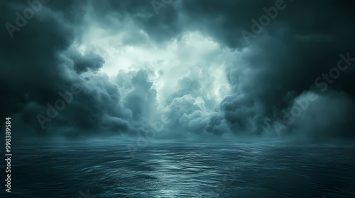 Cloudy storm in the sea before rain. Tornadoes above the sea. Monsoon season. Storm in the sea.Wonder of natural disaster.