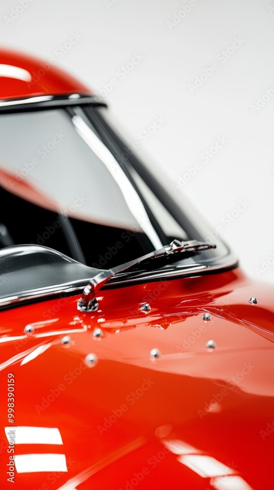 Fototapeta premium close up of front and windscreen on race car, photographed in white studio space