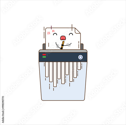 kawaii machine shredder destroy document.vector illustration design. Eps 10.