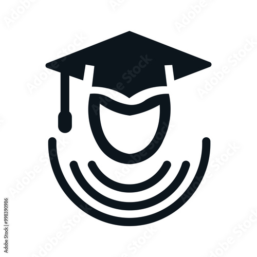 simple graduation cap icon on white background