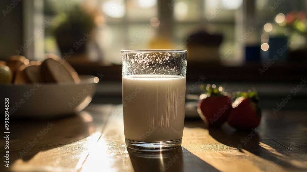 Picture a serene setting with a glass of milk placed on a wooden table. Picture a serene setting with a glass of milk placed on a wooden table.